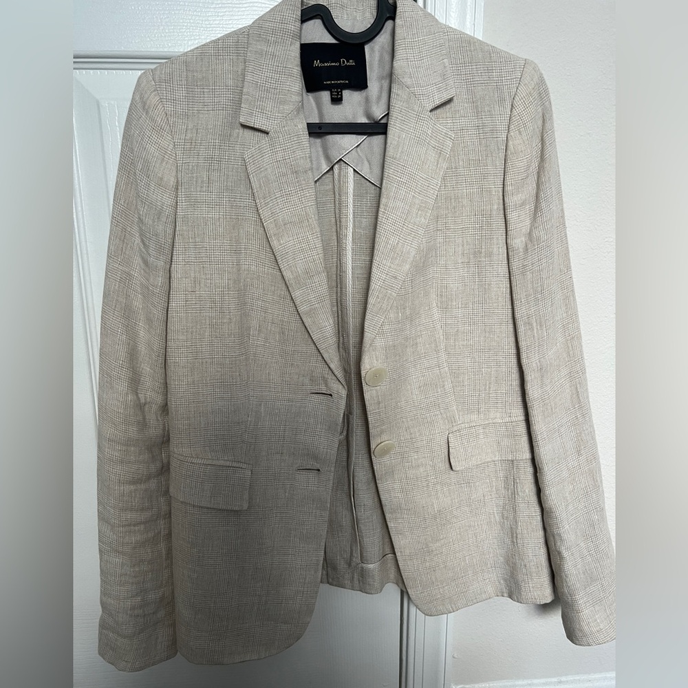 Massimo Dutti Beige Linen Blazer